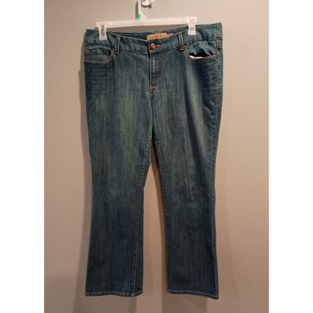 Seven 7 Luxe Medium Wash Thalia Womens Bootcut  Low Rise Y2K Jeans Plus Size 18